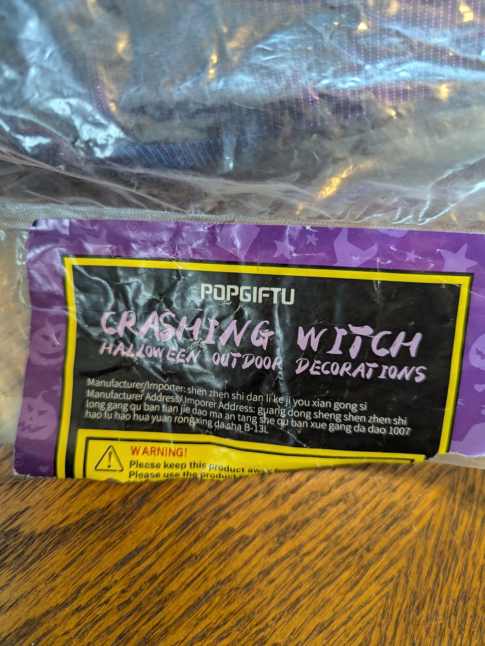 Crashing Witch Halloween Outdoor Decoration - Purple